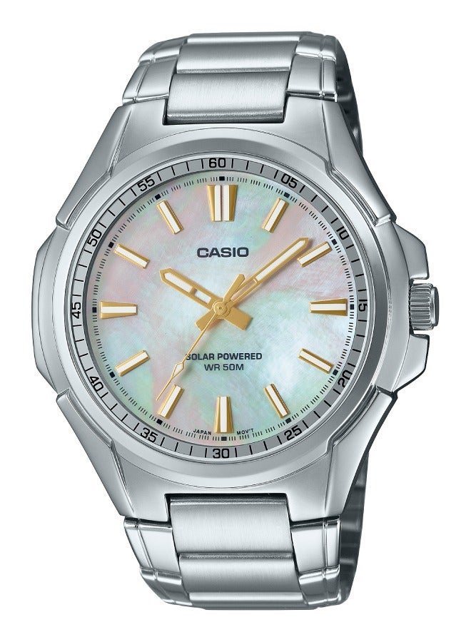 CASIO ساعة يد أنالوج للرجال بحزام من الفولاذ المقاوم للصدأ MTP-RS100S-7AV