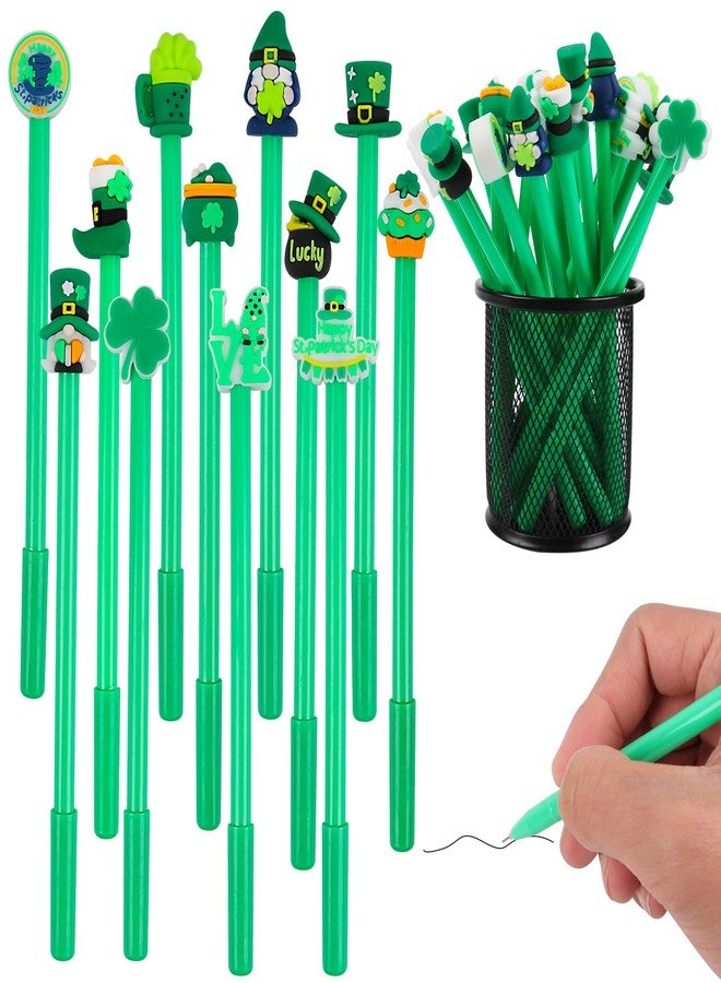 LOKIPA 30 PCS St Patrick's Day Gel Ink Pens Bulk, Black Rollerball Pen Cute Fun Novelty Pens for Students Teacher St. Patrick's Day Gift School Office Home Holiday Supplies (Random Style) - Image 1