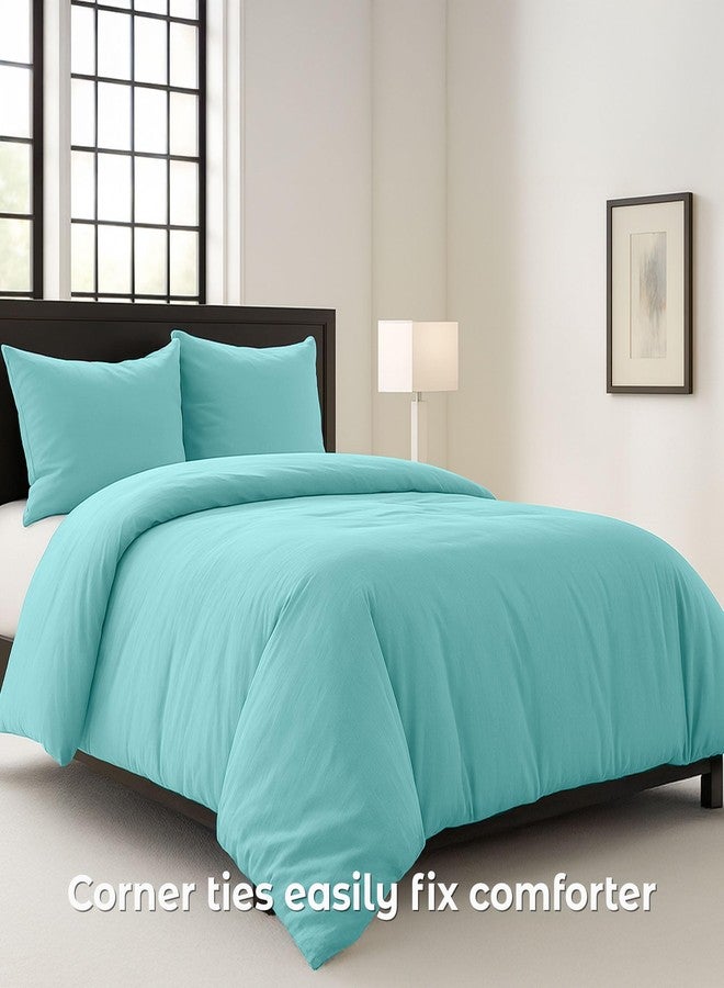 Pure Bedding Duvet Cover Twin/Twin XL Size - 2 Pieces Extra Soft Bedding Set, Includes 1 Twin Duvet Cover 68x90 Inches with Zipper Closure & 1 Pillow Sham, Comforter Not Included, Aqua - Image 2