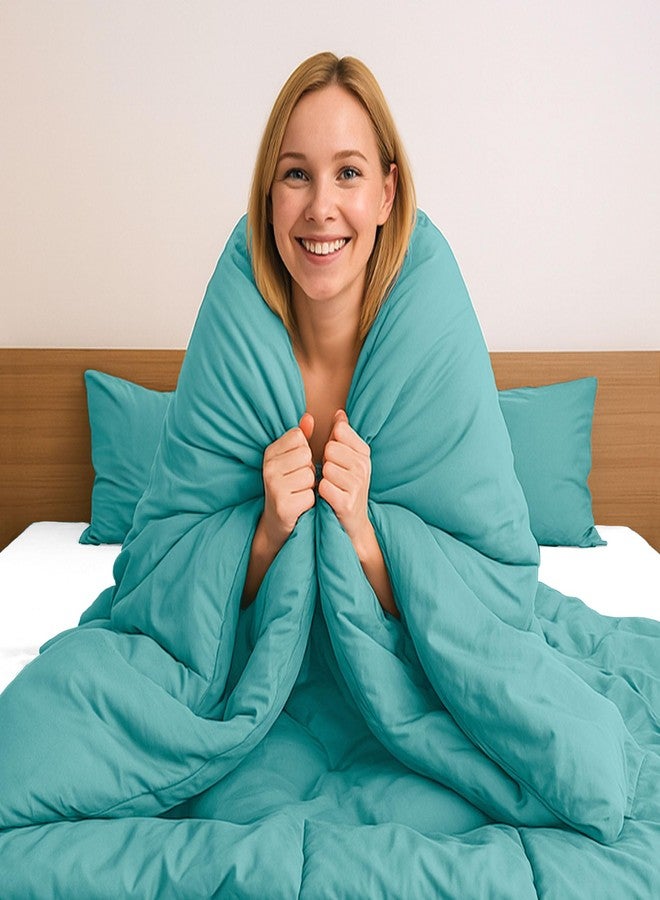 Pure Bedding Duvet Cover Twin/Twin XL Size - 2 Pieces Extra Soft Bedding Set, Includes 1 Twin Duvet Cover 68x90 Inches with Zipper Closure & 1 Pillow Sham, Comforter Not Included, Aqua - Image 3