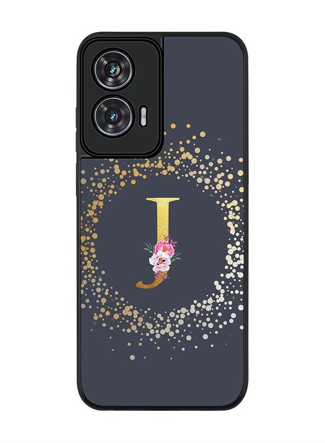 Stylizedd For Motorola Edge 50 Fusion 5G Case,Slim fit Camera Protection, Shockproof Thin Phone cover  - Custom Monogram Floral - J  (Grey ) - Image 1