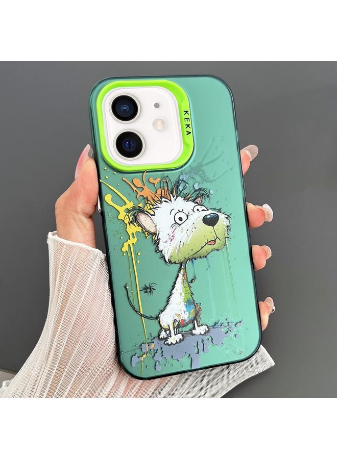 زبون جراب لهاتف iPhone 12 من البولي يوريثان الحراري + جراب هاتف PC مزدوج الجوانب بتصميم جرافيتي حيواني IMD - Image 1