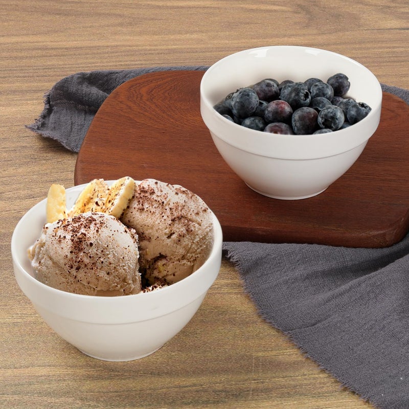 HAPPY KIT Ceramic Bouillon Cups, Ice cream Bowls 10 Ounce,Small Dessert 4.5 Inch For Dipping, Fruit, Snack, Side Dishes For Kitchen - Set of 6,White - Image 4