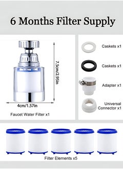 OAGA Sink Filter Water Faucet, Universal 360 Degree Rotating Sink Filter with 5 Filter Element, Kitchen Faucet Water Filter for Home Kitchen Bathroom  - Image 5