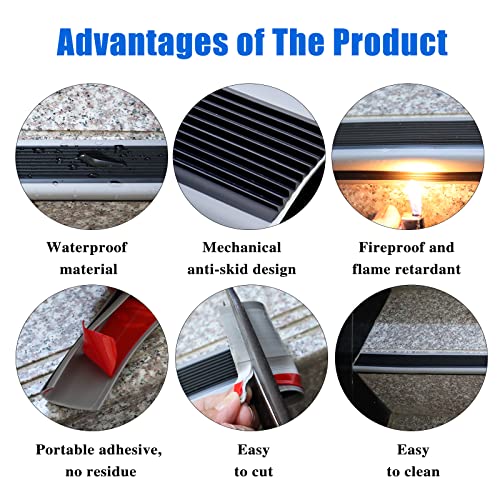 Socein Stair Nosing Stair Edge Trim Self Adhesive Stair Edge Protector Non-Slip and Waterproof Suitable for Indoor & Outdoor Stairs Use (Black, 7Ft Length) - Image 3