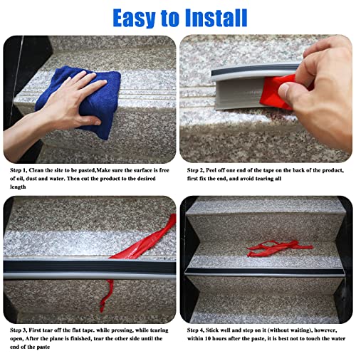 Socein Stair Nosing Stair Edge Trim Self Adhesive Stair Edge Protector Non-Slip and Waterproof Suitable for Indoor & Outdoor Stairs Use (Black, 7Ft Length) - Image 4