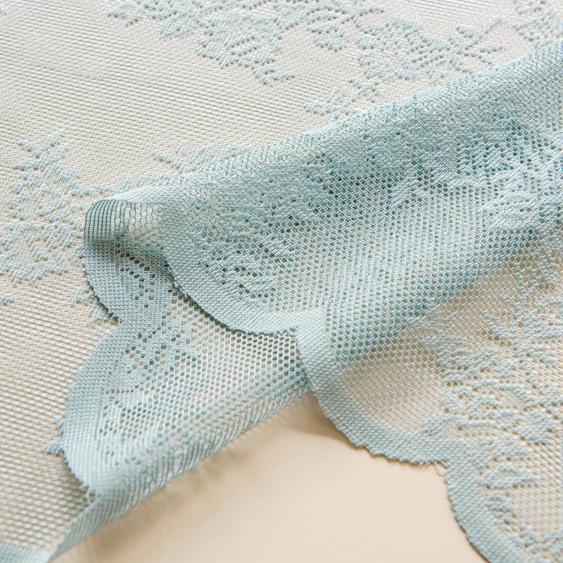 Deeprove الستائر الدانتيل Deeprove Teal 63 بوصة الطول 2 لوحات مجموعة أكوا روز روز الأزهار سكالوب حافة الكشكش الكلاسيكية كلاسيكية معالجة النافذة الستائر للديكور لقطر المطبخ جيب W57 X L63 - Image 4