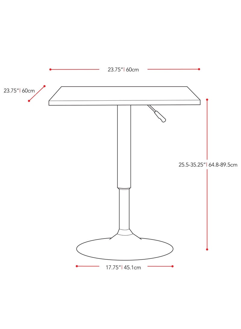 AL WADI FURNITURE AWF AL WADI FURNITURE 3 Piece Adjustable Square MDF Wood Bar Table Set with 2 Round Bar Stools for Pub Counter Kitchen Home PU Leather Bar Chairs with Footrest 360 Swivel Perfect for Small Space, Black  - Image 5