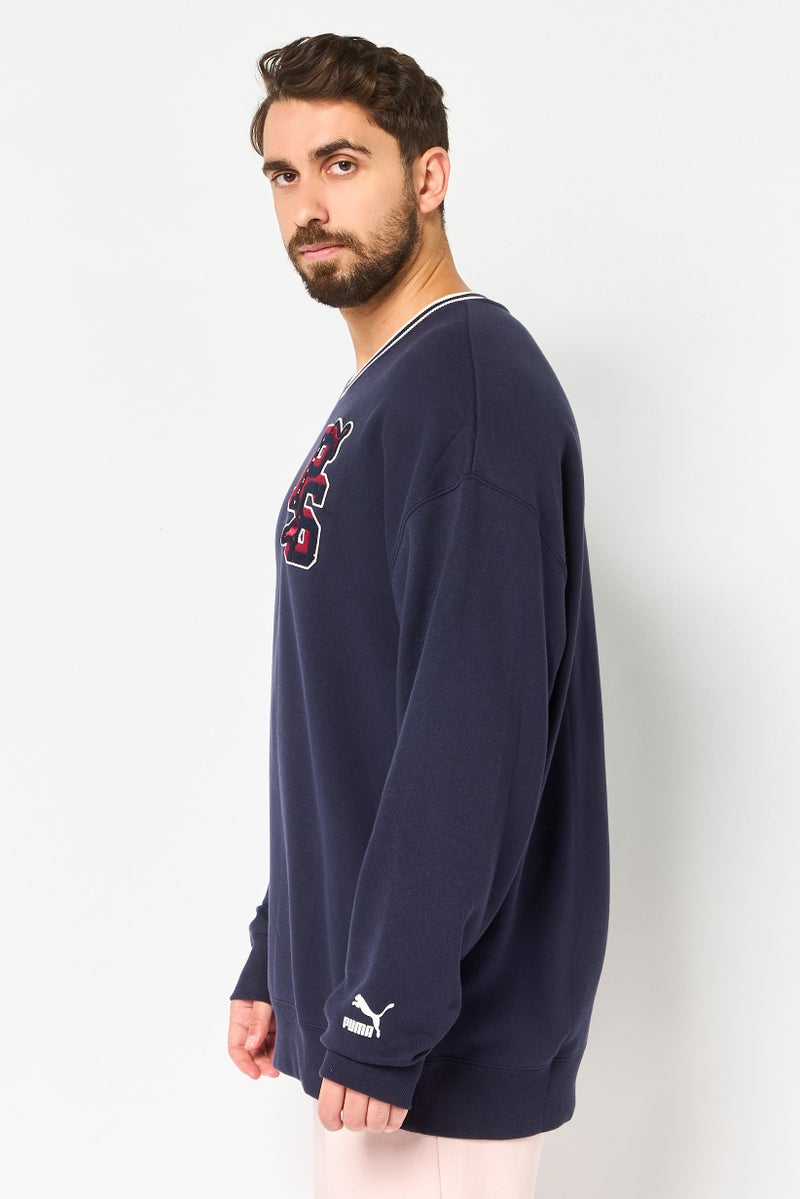 PUMA سويت شيرت خارجي بأكمام طويلة على شكل V للرجال من بومة x ستيبل، أزرق داكن - Image 4