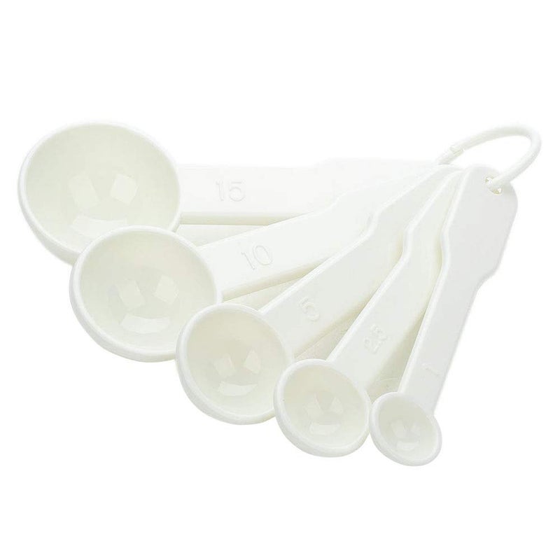 Bezall 5 in 1 White Plastic 1g 25g 5g 10g 15g Measuring Spoons Set Kitchen Baking Tools