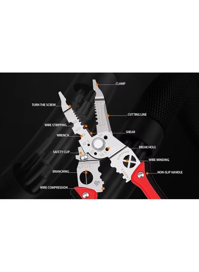 Poaker كماشة كهربائية 8.5" لقص الأسلاك وتجريدها وتثبيتها - Image 4