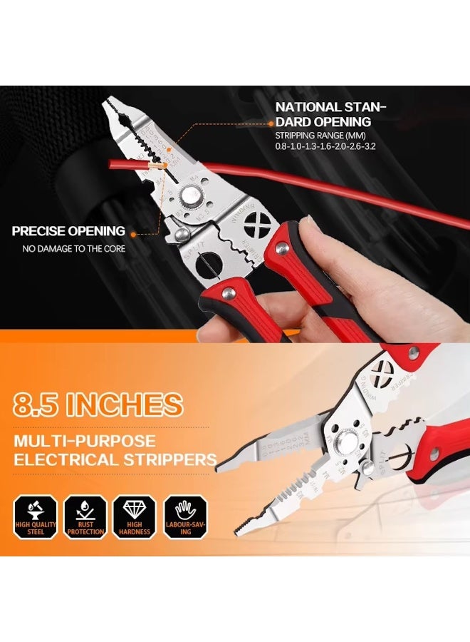 Poaker كماشة كهربائية 8.5" لقص الأسلاك وتجريدها وتثبيتها - Image 2