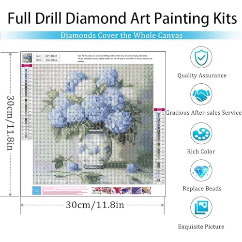 ARPADAMO Hydrangea Diamond Art Kits for Adults,5D Flower Diamond Painting DIY Diamond Art Diamond Painting Kits for Adult,Round Full Drill Diamonds, Diamond Art Kits for Home Decor-12x12inch - Image 4