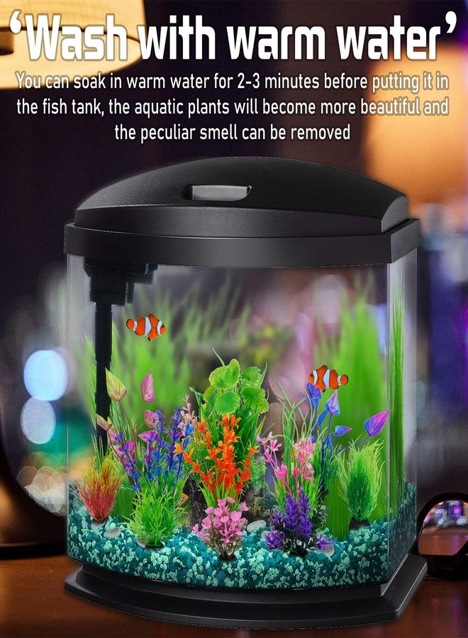 Ameliade Fish Tank Decorations Aquarium Artificial Plastic Grass Plants Decor Small Betta Goldfish Turtle Tank Accessories （11 Pieces） - Image 4