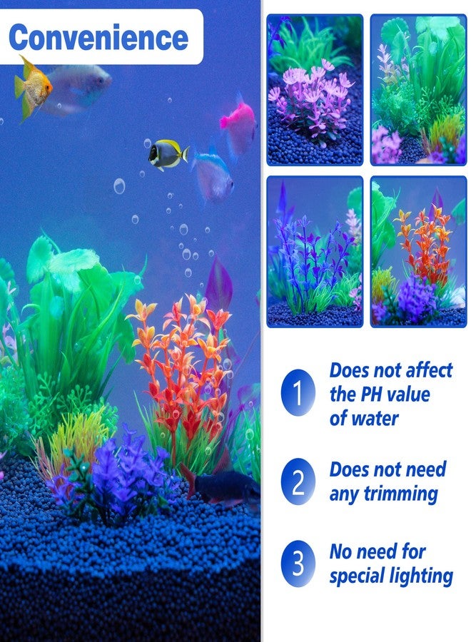 Ameliade Fish Tank Decorations Aquarium Artificial Plastic Grass Plants Decor Small Betta Goldfish Turtle Tank Accessories （11 Pieces） - Image 5