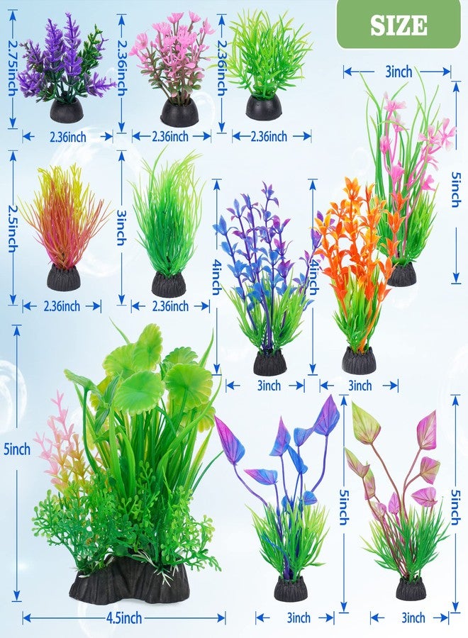 Ameliade Fish Tank Decorations Aquarium Artificial Plastic Grass Plants Decor Small Betta Goldfish Turtle Tank Accessories （11 Pieces） - Image 2