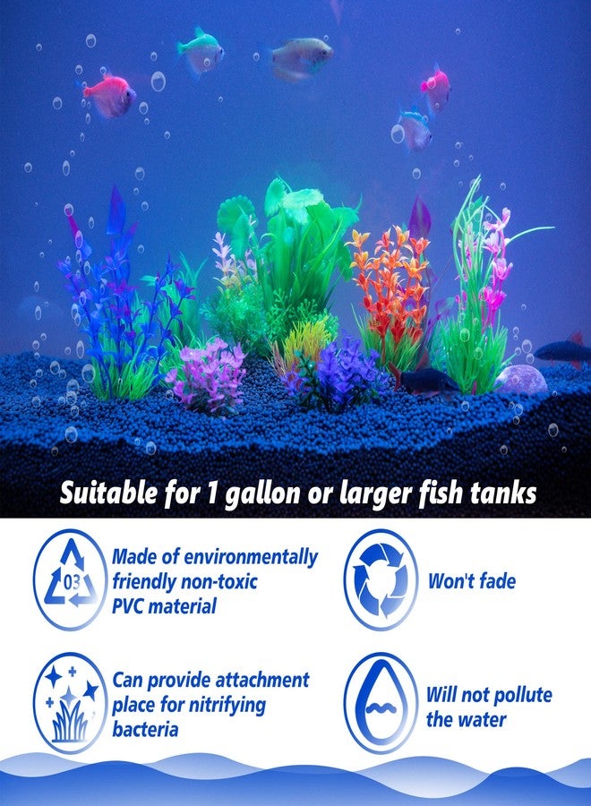 Ameliade Fish Tank Decorations Aquarium Artificial Plastic Grass Plants Decor Small Betta Goldfish Turtle Tank Accessories （11 Pieces） - Image 3