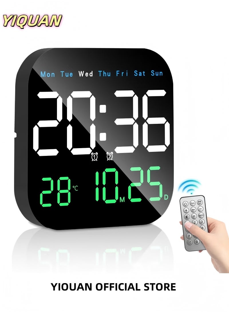 يي تشوان ساعة رقمية ، ساعات حائط كبيرة مقاس 9 بوصات ، مؤقت للعد التنازلي مع جهاز تحكم عن بعد ، إنذار ، درجة حرارة ، سطوع قابل للتعديل ، 12/24 ساعة ، التوقيت الصيفي للمنزل ، المكتب ، كبار السن ، غرفة النوم ، غرفة المعيشة ، الفصول الدراسية - Image 1