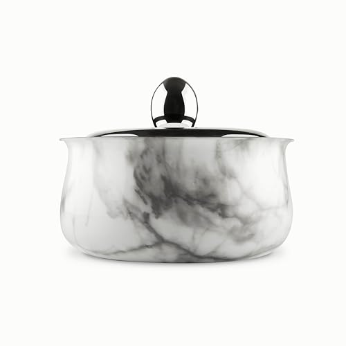 FnS Marbella Stainless Steel Double Walled Insulated Designer Casserole with Lid | Marbel Finsh | Odour Free | BPA Free | Ideal for Curry Rice Chappati | Easy to Carry | Easy to Store (1600ml) - Image 3