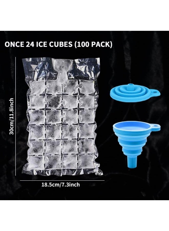 PAWSONIFY 100Pcs 24 Grids Disposable Ice-making Bags Freezing Maker Ice Cube Bags Self-Seal Ice-making Bag with a Funnel（The color of the funnel is random） - Image 2