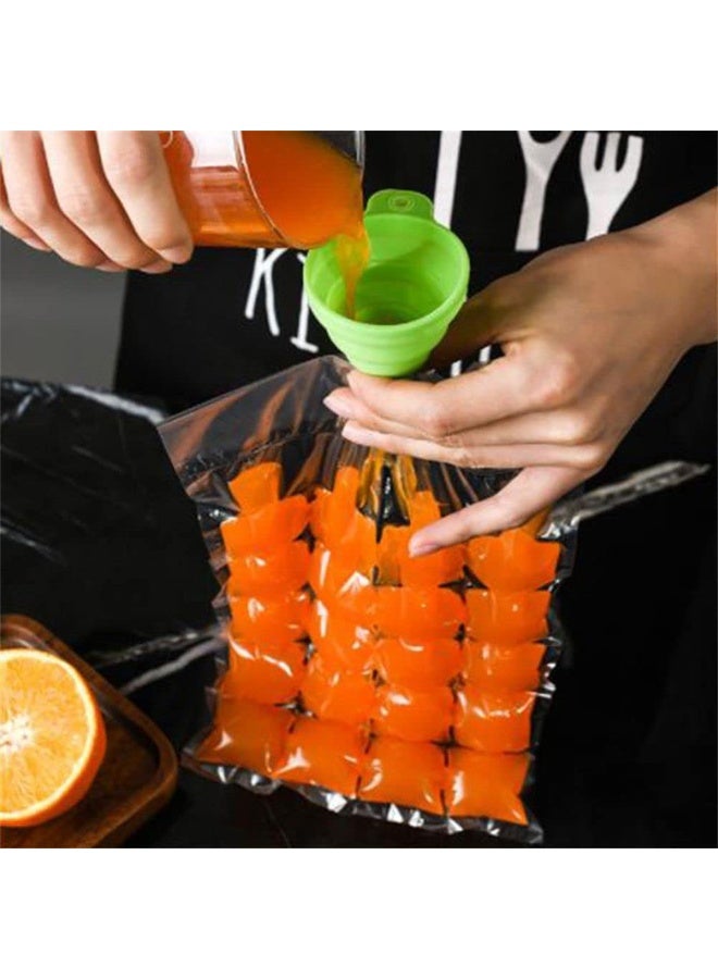 PAWSONIFY 100Pcs 24 Grids Disposable Ice-making Bags Freezing Maker Ice Cube Bags Self-Seal Ice-making Bag with a Funnel（The color of the funnel is random） - Image 4