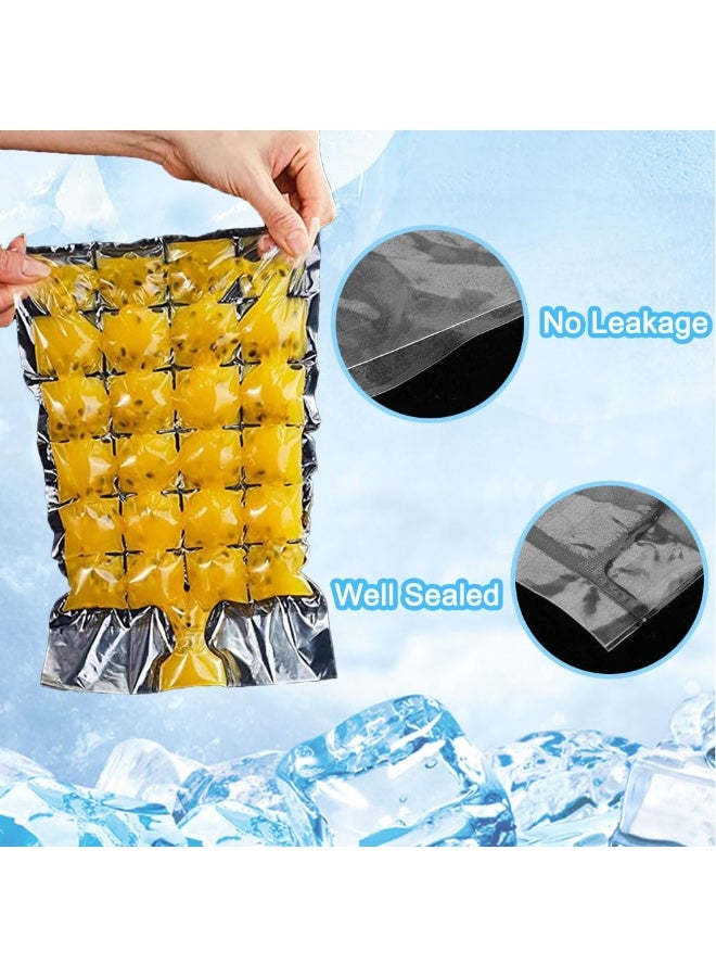PAWSONIFY 100Pcs 24 Grids Disposable Ice-making Bags Freezing Maker Ice Cube Bags Self-Seal Ice-making Bag with a Funnel（The color of the funnel is random） - Image 3