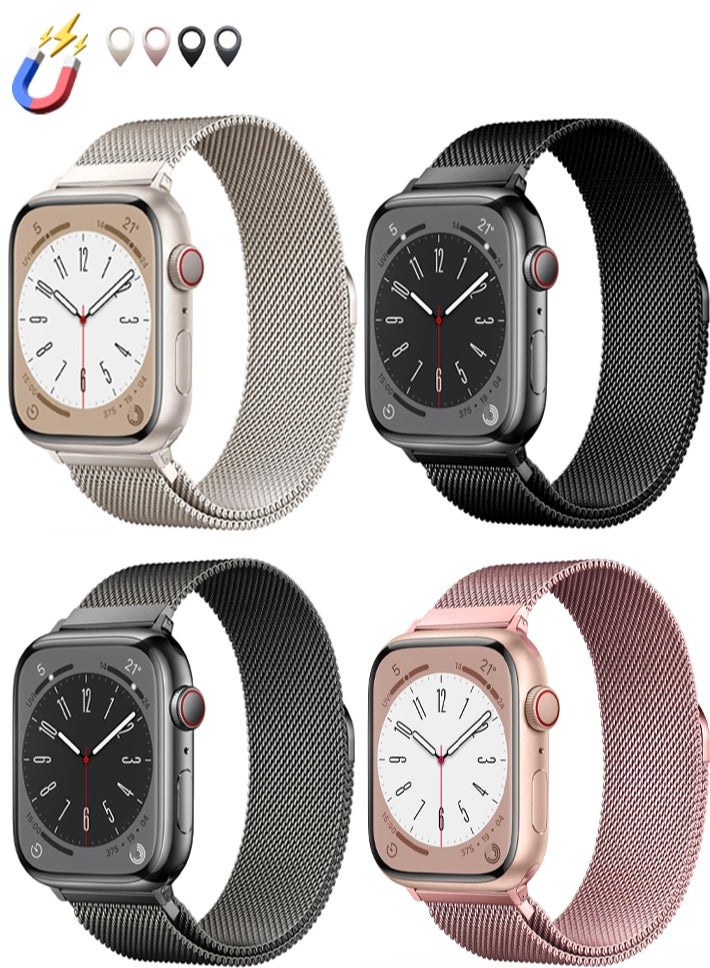 Compatible with Apple Watch Band 42mm 41mm 40mm 38mm for Women and Men, Magnetic Metal Stainless Steel Strap Wristband Compatible for iWatch Series 10 9 8 7 6 5 4 3 2 1 SE - Image 1