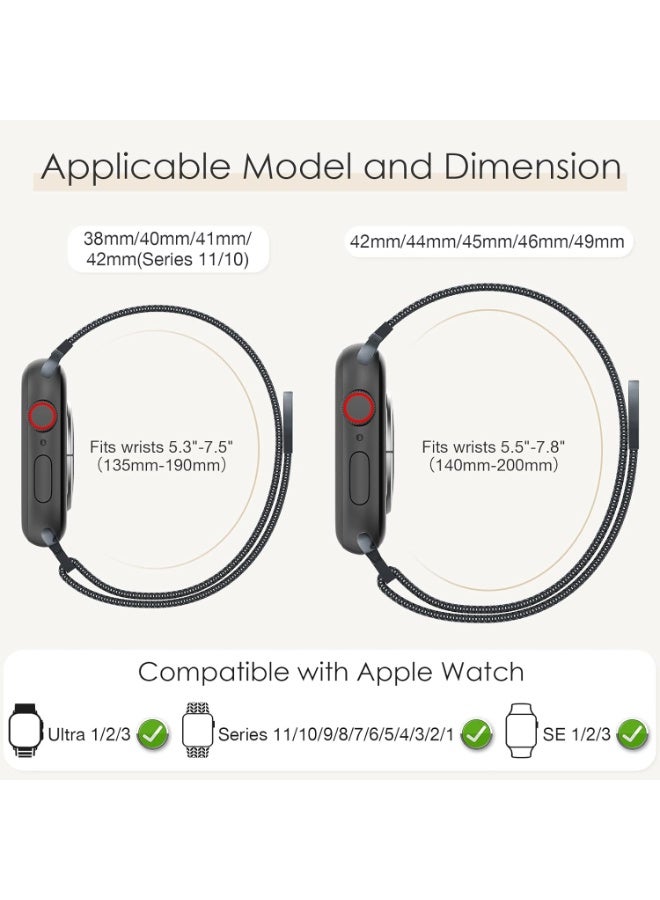 Compatible with Apple Watch Band 42mm 41mm 40mm 38mm for Women and Men, Magnetic Metal Stainless Steel Strap Wristband Compatible for iWatch Series 10 9 8 7 6 5 4 3 2 1 SE - Image 2