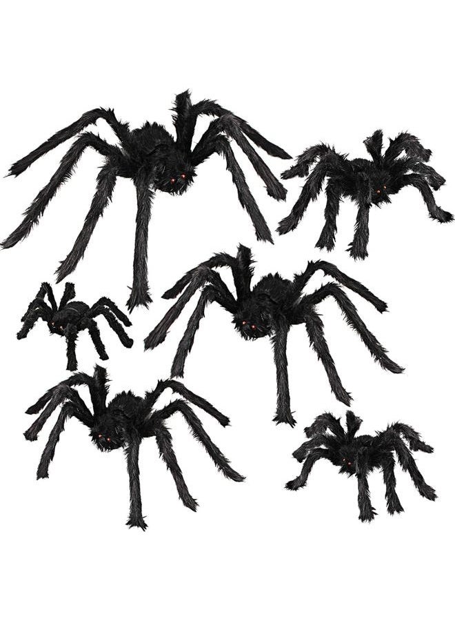 Dreampark Halloween Spider Decorations, 6 Pcs Realistic Hairy Spiders Set, Scary Spider Props for Indoor, Outdoor and Yard Creepy Decor (6 Different Sizes) - Image 1