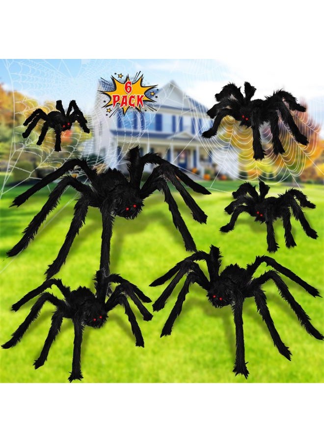 Dreampark Halloween Spider Decorations, 6 Pcs Realistic Hairy Spiders Set, Scary Spider Props for Indoor, Outdoor and Yard Creepy Decor (6 Different Sizes) - Image 3