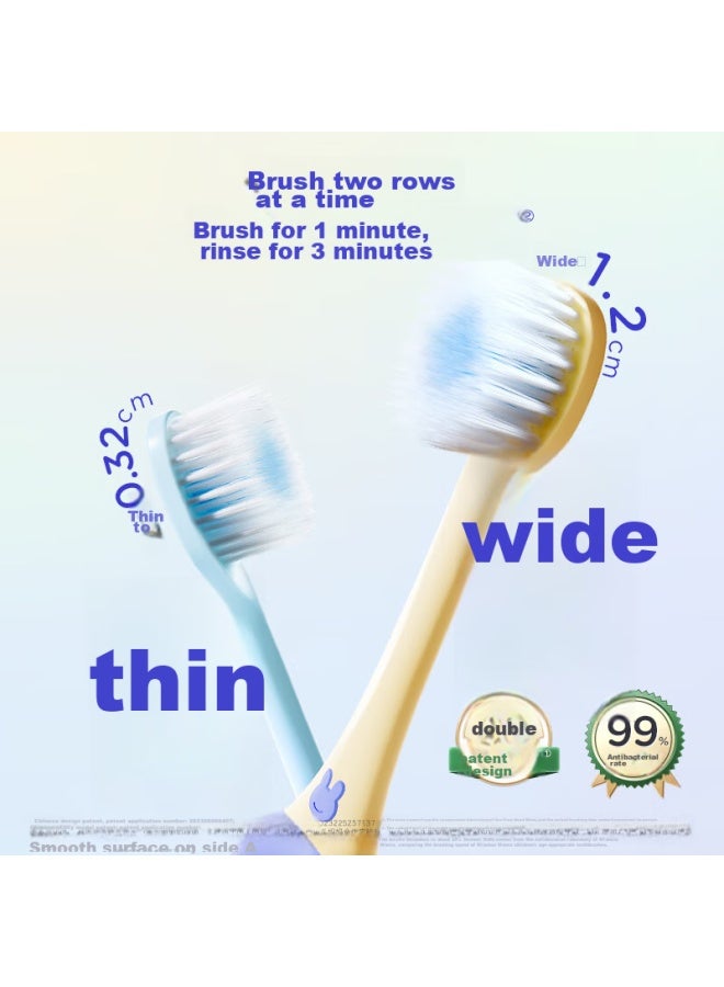 Tutoumama Children's Super Fast Toothbrush For Ages 6-12, Lightweight And Portable, Wider And Thinner, Set Of 4 With Blue And Pink Zhuozha Desig - Image 1