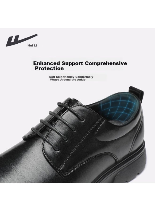 Pull Back Warrior Men'S Black British Style Derby Shoes With Thick Wear-Resistant Work Shoes Soft Sole Lace-Up Formal Shoes Men Black Size 40 - Image 2