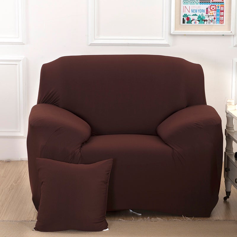 2pcs One-seat High Elasticity Anti- Chair Covers Sofa Cover Slipcover Couch (Coffee) - Image 5