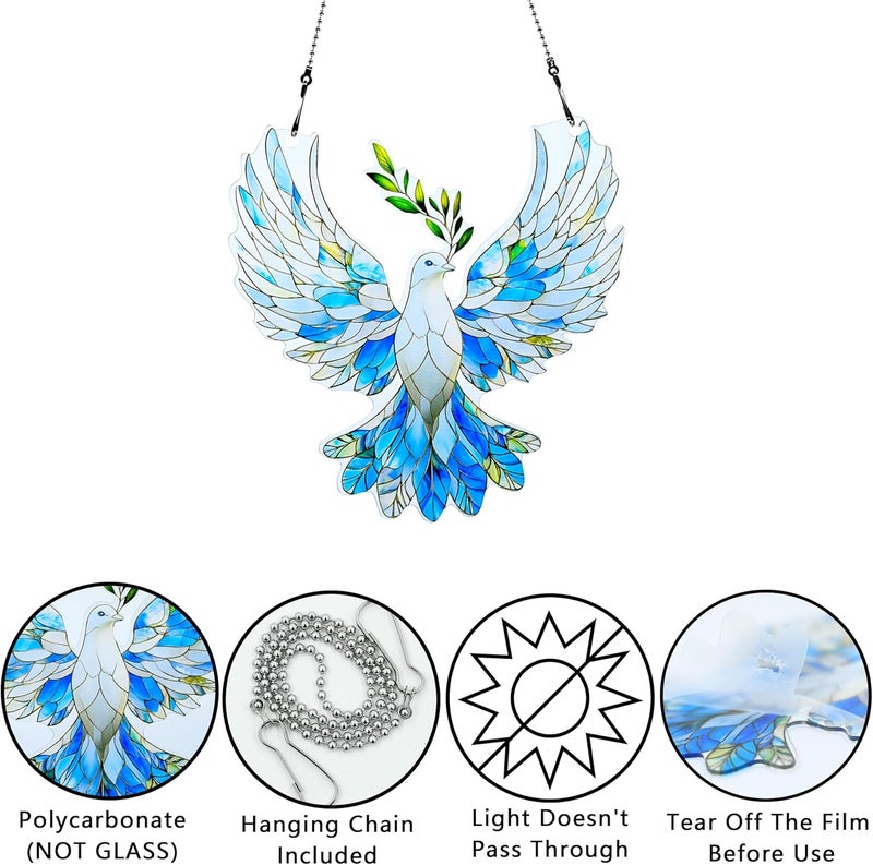 thmnj Dove Peace Ornaments Colorful Window Hanging Decorations Home Wall Decor for Indoor Outdoor - Image 3