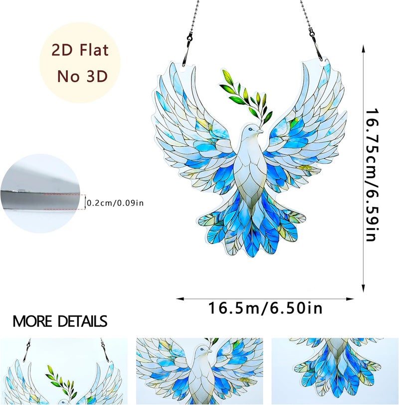 thmnj Dove Peace Ornaments Colorful Window Hanging Decorations Home Wall Decor for Indoor Outdoor - Image 2
