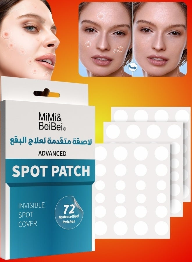 MiMi & BeiBei 72 Pcs Hydrocolloid Patch, Acne Pimple Patches for Face, Circle Facial Hydrocolloid Acne Patch, Invisible Spot Cover Patches, Acnes Spot Cover Stickers with Tea Tree Oil - Image 1