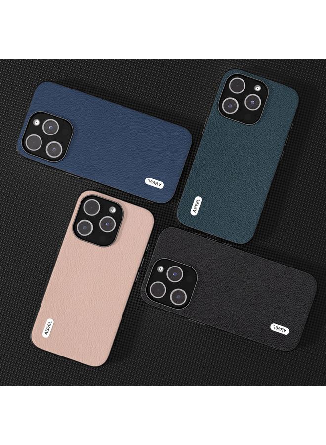 S-TOP Case For iPhone 15 Pro Max ABEEL Genuine Leather + PC Litchi Texture Phone Case - Image 5