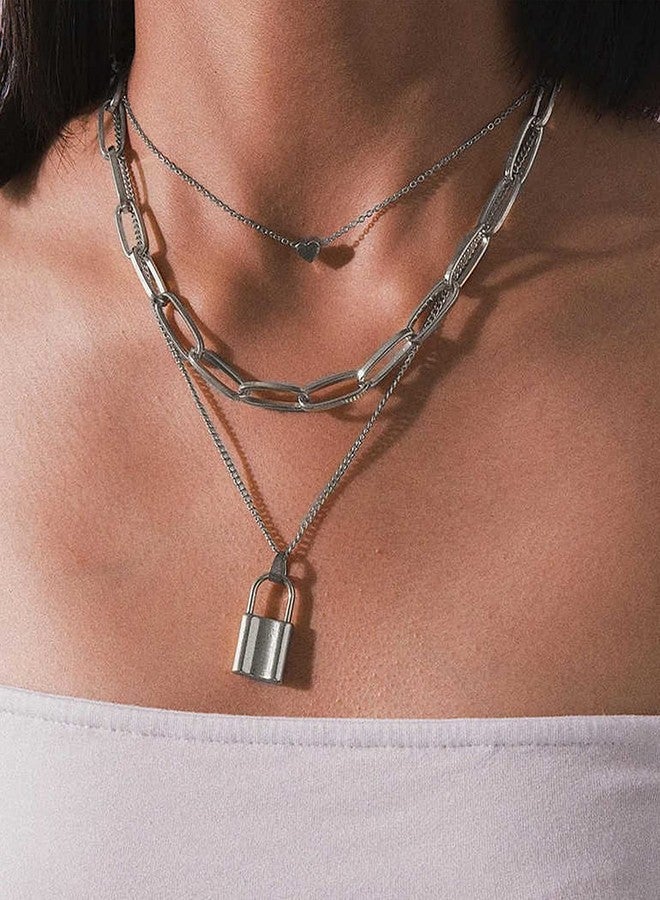 YouBella Jewellery for women Lock Heart Pendant Necklace for Women & Girls (Silver) - Image 4