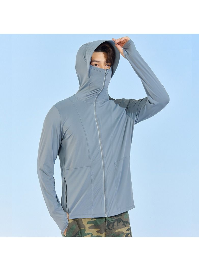 Loquat Men'sHigh Elastic Breathable UV Resistant Sunscreen Clothing Grey - Image 2