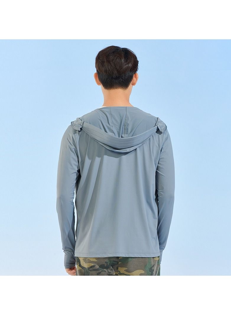 Loquat Men'sHigh Elastic Breathable UV Resistant Sunscreen Clothing Grey - Image 3