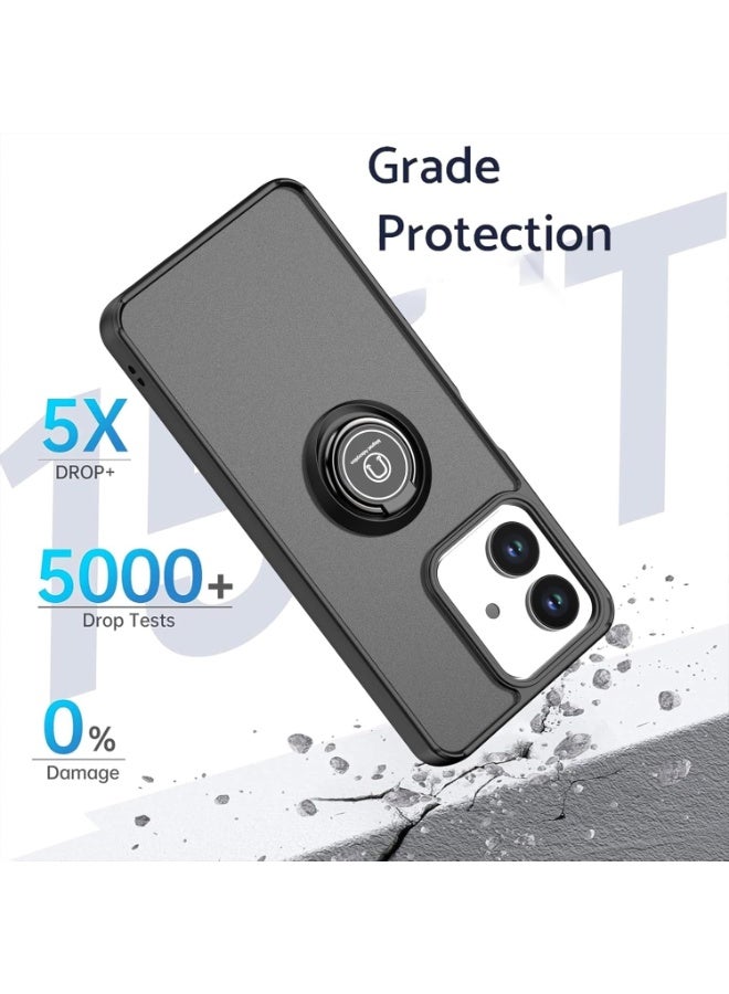 جراب لهاتف Honor X5C / Honor X5C Plus، مزود بحلقة معدنية دوارة وحامل، مقاوم للصدمات، بلمسة نهائية غير لامعة، مضاد لبصمات الأصابع، وحامل مغناطيسي للسيارة. - Image 5