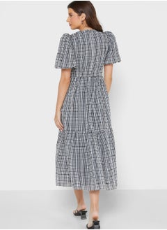 WAREHOUSE Puff Sleeve Knitted Tiered Dress  - Image 2