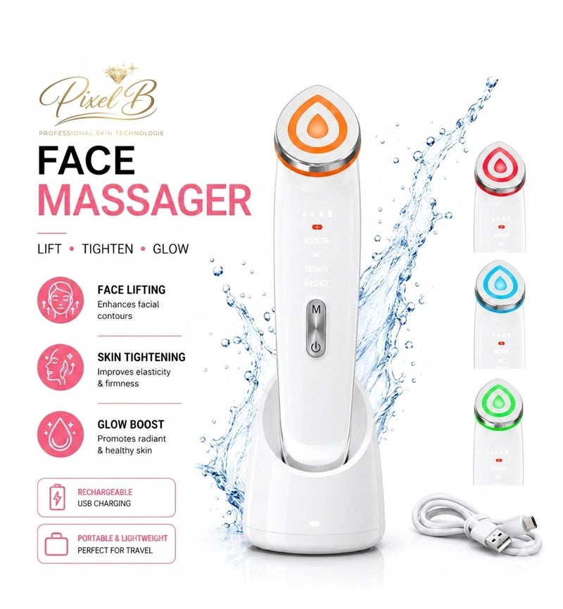 بيكسل بي جهاز تدليك الوجه Pixel B Face Massager Age-R Booster Pro | أداة شد ورفع البشرة | مزيل التجاعيد ومضاد للشيخوخة | تحديد خط الفك وتعزيز الإشراقة | جهاز تجميل قابل لإعادة الشحن للرجال والنساء - Image 1