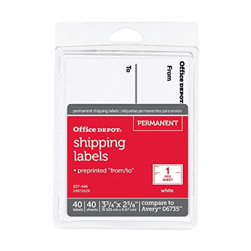 Office Depot White to/from Shipping Label Pad, 3 3/4in. x 2 5/8in., Pack of 40, OD98806 - Image 2