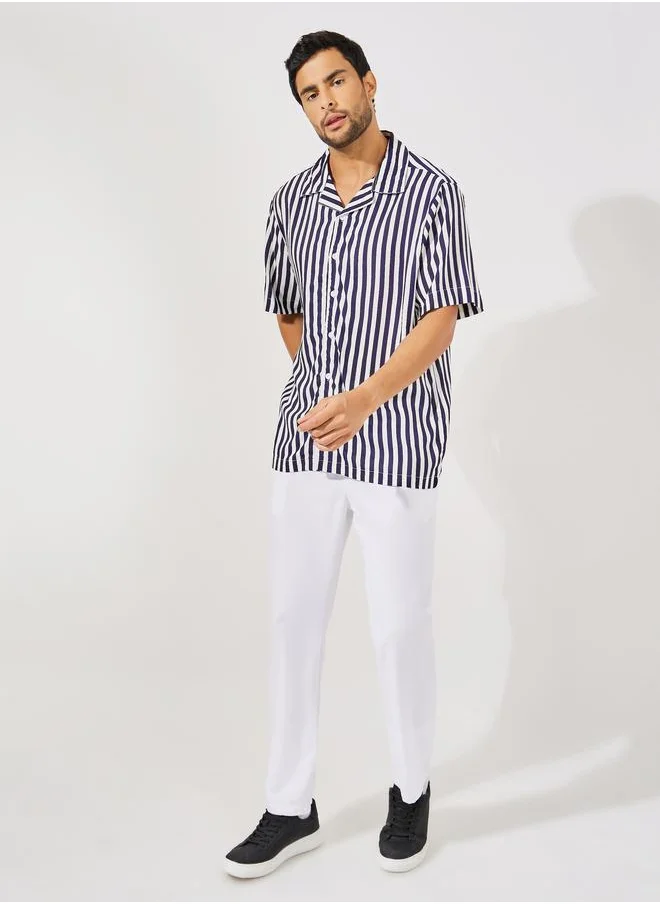 ستايلي Striped Resort Collar Relaxed Fit Shirt