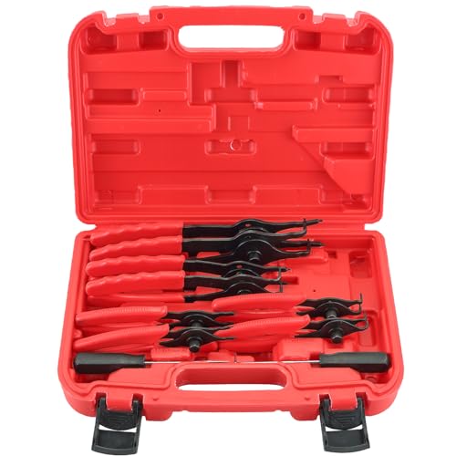 DASBET Snap Ring Plier Set 11PCS Straight & Bent Retaining Ring Pliers w/Hook & Pick Heavy Duty Internal External Pliers .038in - .09in Circlip Combination Retaining Clip for Car Trunk Motorcycle - Image 1