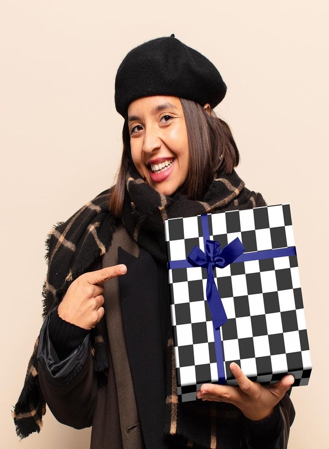 Vnaaem Checkered Flag Wrapping Paper Roll for Kids Boys Men - White Black Race Cars Gift Wrap for Birthday Holiday Party Celebration, Baby Shower DIY Craft - 17 In X 20 Ft(Total 28.5sq.ft) - Image 4