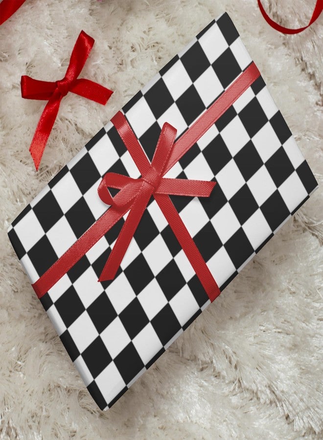 Vnaaem Checkered Flag Wrapping Paper Roll for Kids Boys Men - White Black Race Cars Gift Wrap for Birthday Holiday Party Celebration, Baby Shower DIY Craft - 17 In X 20 Ft(Total 28.5sq.ft) - Image 3