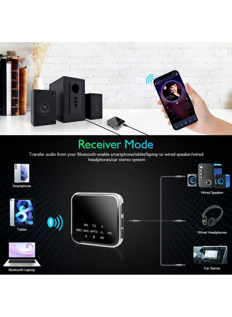 Zikra Bluetooth 5.2 Transmitter Receiver for TV to Wireless Headphones,Speakers, APTX Adaptive,HD,Low Latency Wireless 3.5mm AUX Audio Adapter for PC ,Car ,Gym, Home Stereo System, 15hrs Playtime, Dual Link - Image 5