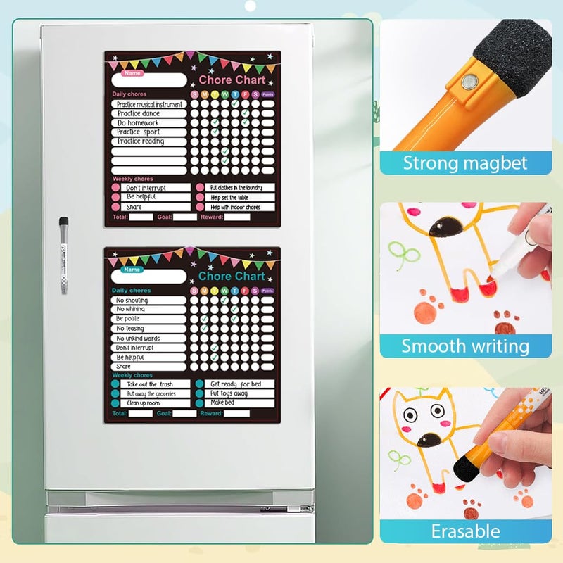 OFIFO 3Pcs Child Chore Chart Trackable Behavior Reward Chard for Kids, Dry Erase Magnetic Chore Chart with Pre-Designed Weekly & Daily Sheet, Ideal for Responsibility and Good Habits Cultivation - Image 4